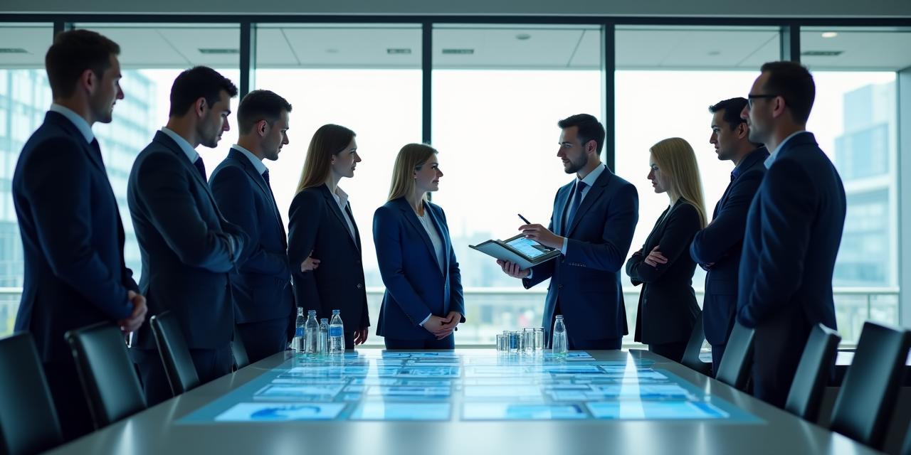 Team collaborating over business process diagrams in a bright modern office