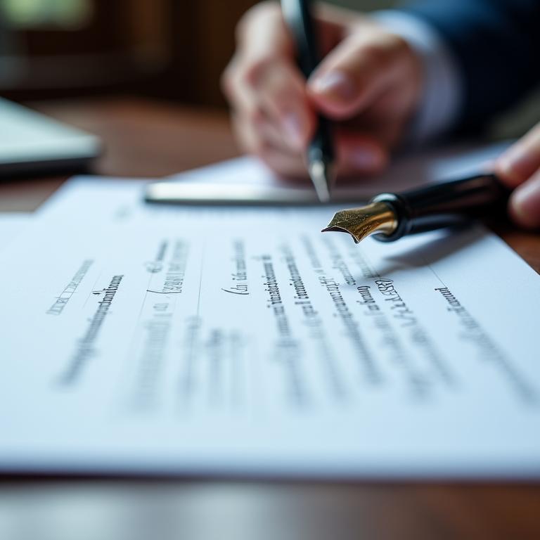 Legal documents and a pen on a professional desk surface